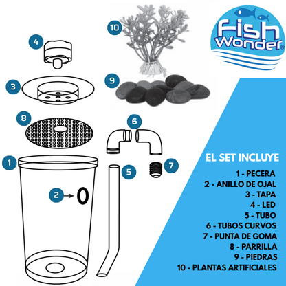 Acuario con Sistema de Limpieza Integrado y Luz LED