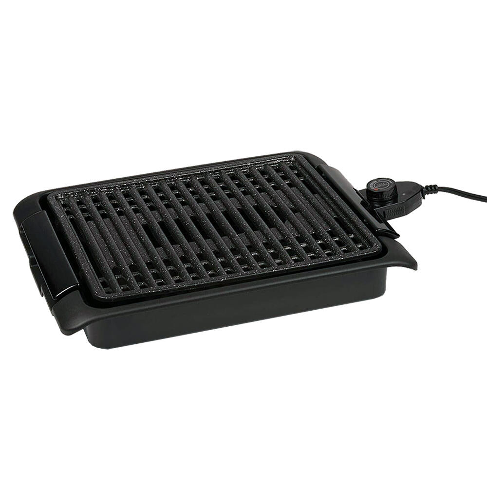 Grelha elétrica sem fumo de 1250 W com superfície antiaderente em alumínio de 25,5 x 30,5 cm 