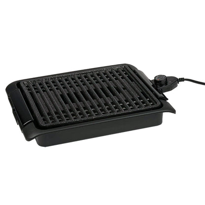 Grelha elétrica sem fumo de 1250 W com superfície antiaderente em alumínio de 25,5 x 30,5 cm 