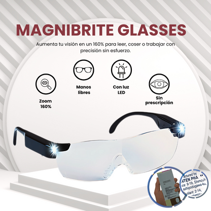 Óculos de aumento com luz LED 