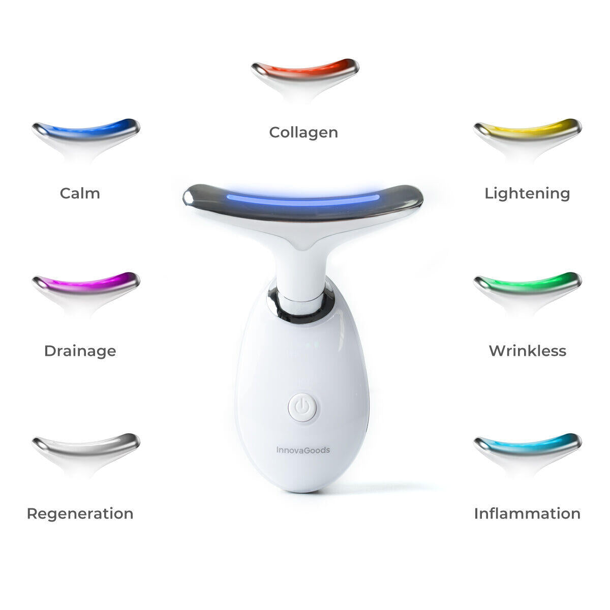 Masajeador Facial Eléctrico Reafirmante para Cara y Cuello con LED, EMS y Calor Selora InnovaGoods