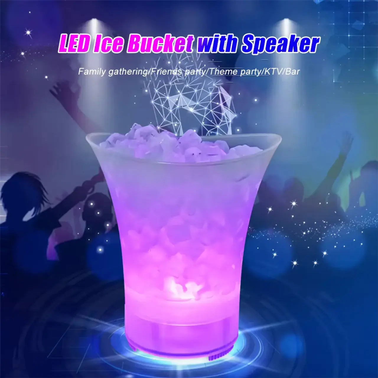 Cubeta Grande Para Hielo Parlante Con Luces LED (5L - 7L)