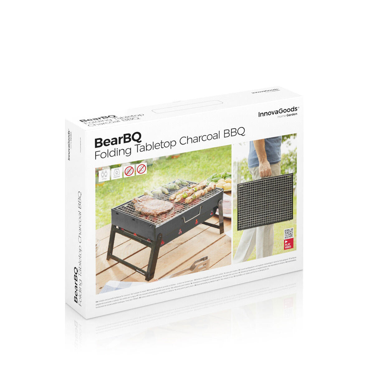 Grelhador portátil dobrável a carvão BearBQ InnovaGoods 