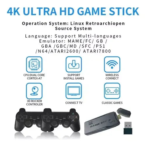 Game Stick 4K – Retro Gaming en Alta Definición +20.000 Juegos Preinstalados